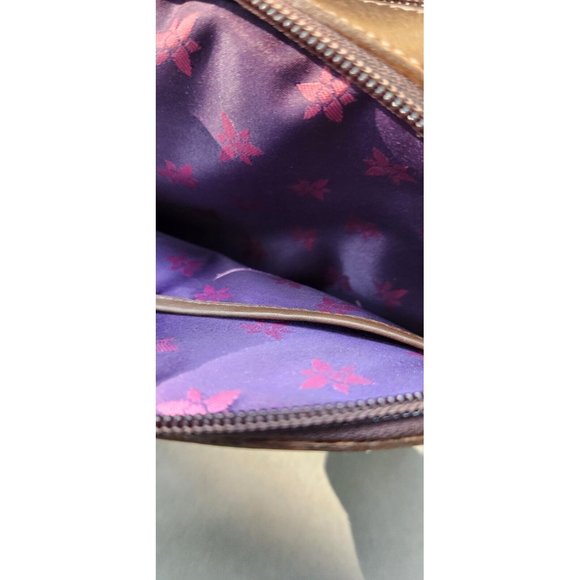 Anuschka Twin Top Wallet Wrislet Organizer Makeup Bag Tooled Waves Small Purse - Picture 9 of 16